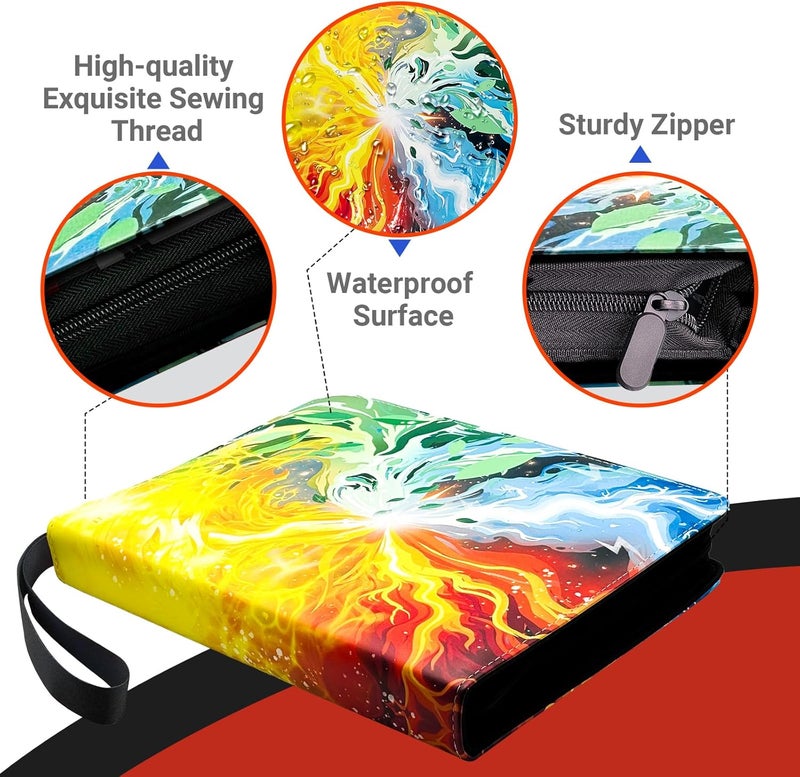 FARICHE Trading Card Binder for TCG Cards, 4-Pocket Portable Card Collector Ablum Holder Book Fits 400 Cards with 50 Removable Sleeve, Waterproof Card Binder Display Storage Carrying Cases for TCG-Storm - Image 2
